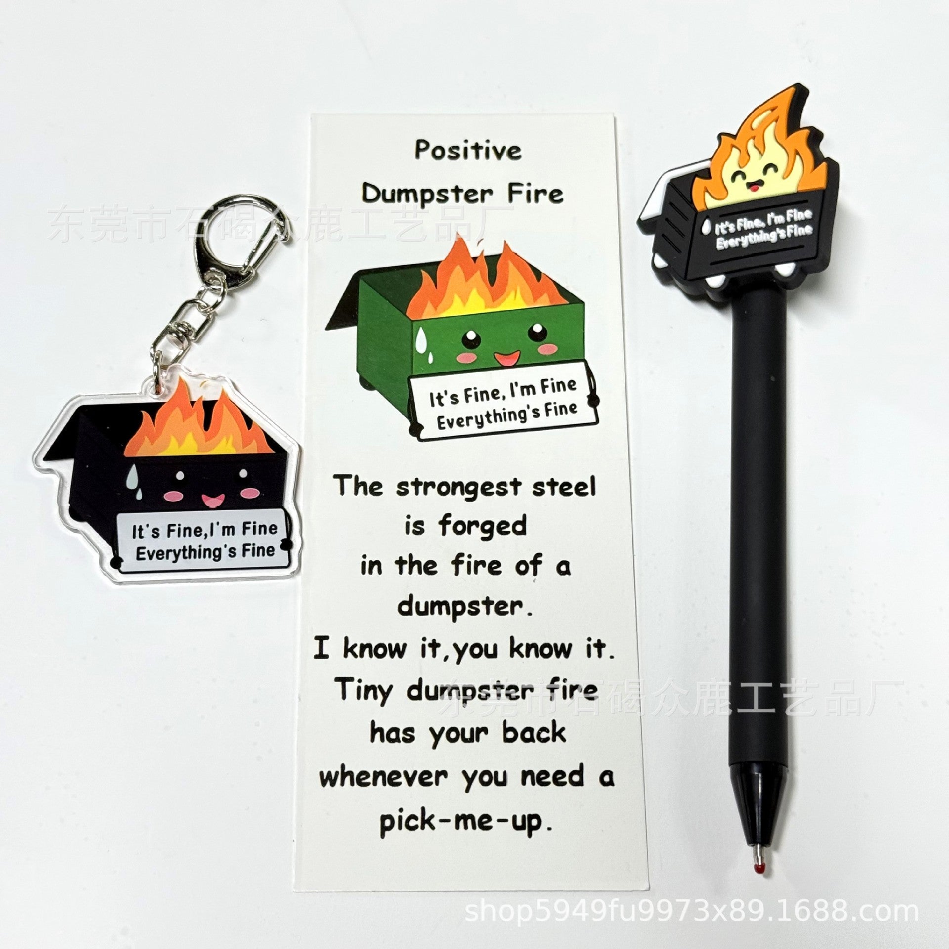 Wholesale Creative Trash Can Ballpoint Pen Acrylic Keychain